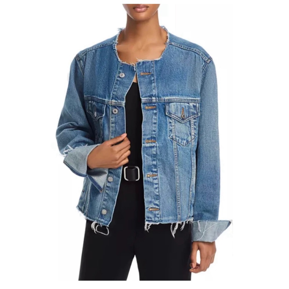 Re/Done Cut Off Trucker Jacket in Mid Fade.